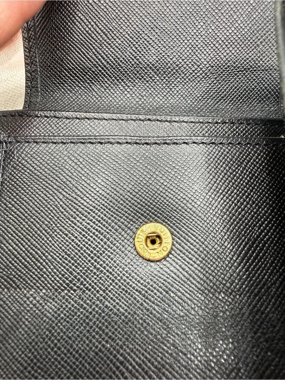 Louis Vuitton mini lin Black & Beige Monogram Compact Fold Wallet Denim